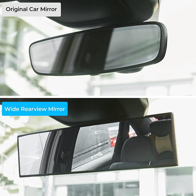 PanoView™ 12-Inch Wide-Angle Clip-On Rearview Mirror – Universal Fit for Car, SUV & Truck with Panoramic Convex Lens for Reduced Blind Spots