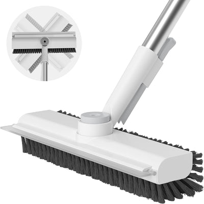 PowerScrub™ 3-in-1 Floor Cleaning Brush – Heavy-Duty Stiff Bristle Scrub Brush with Long Handle & Built-In Scraper for Bathroom, Patio, Kitchen & Outdoor Cleaning