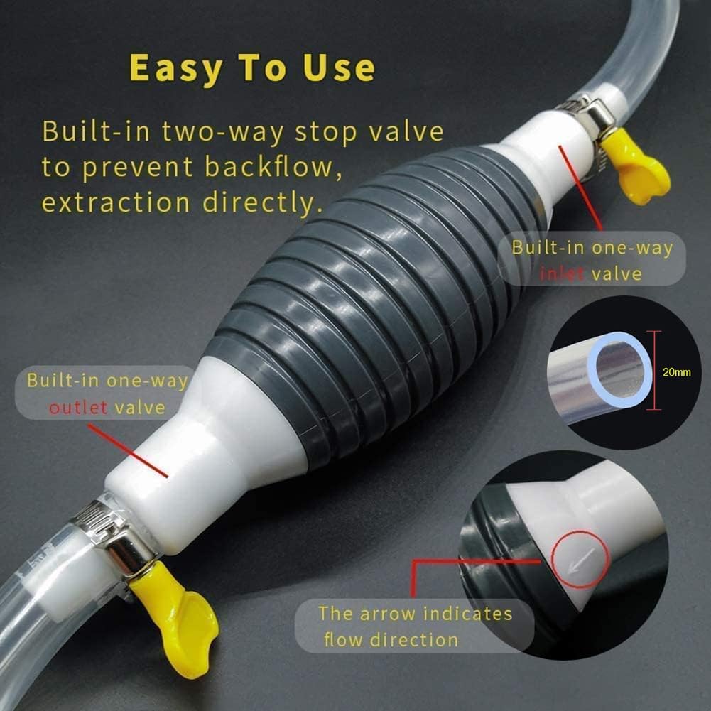 Multifunction Liquid Sucker Pump, Manual Fuel Transfer Pump Gasoline Siphone Hose, Portable Siphon Pump For Gasoline Diesel And Other Liquid Water, with 3.2/6.5/9.8ft Siphon Hose. (6.5 ft)
