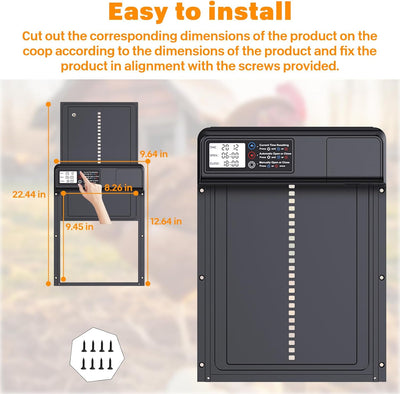 Smart Auto Chicken Coop Door — Programmable Timer, Anti-Pinch Safety, IPX4 Waterproof