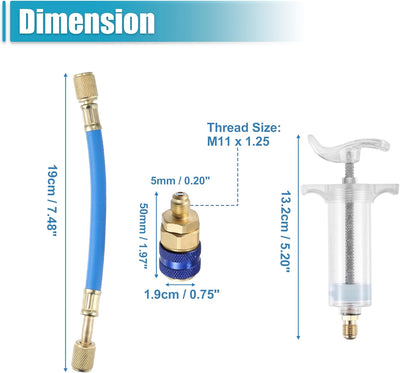 30ml Hand Push AC Oil & Dye Injector Kit – Quick Coupler + 1/4" SAE Connector
