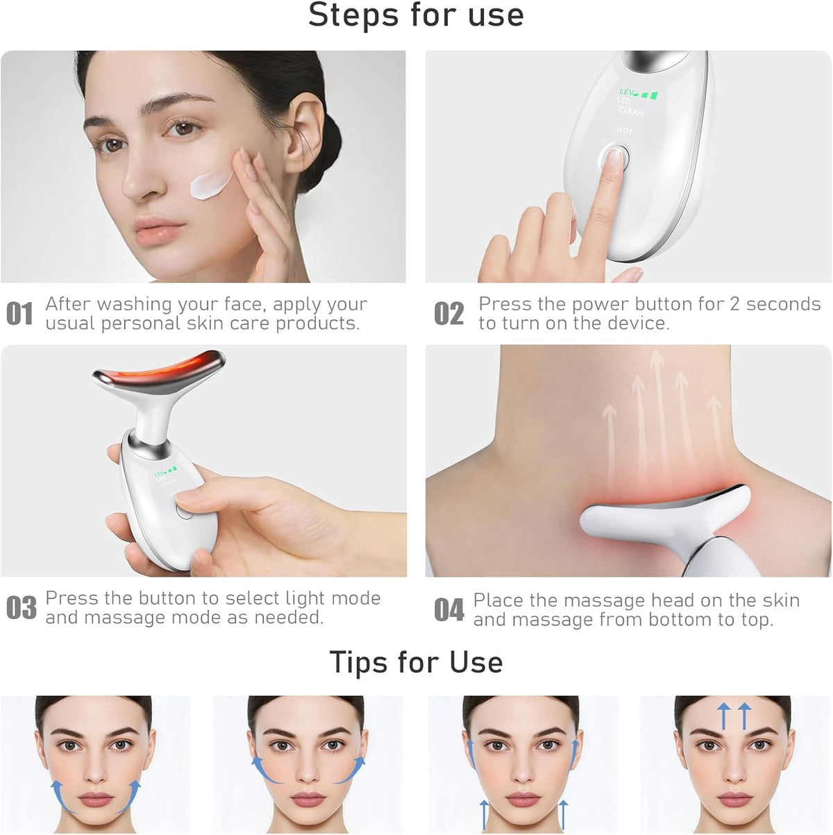 NeckLift™ Electric Face & Neck Microcurrent Toning Device – Portable Skin Firming Tool for a Smooth, Defined Appearance (White)