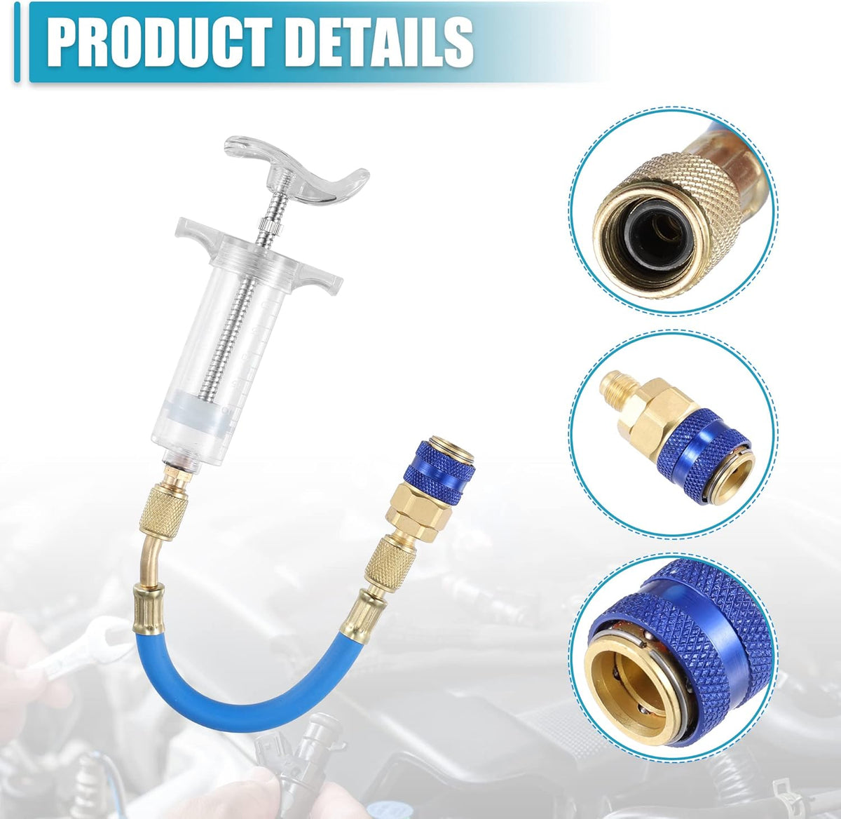 30ml Hand Push AC Oil & Dye Injector Kit – Quick Coupler + 1/4" SAE Connector