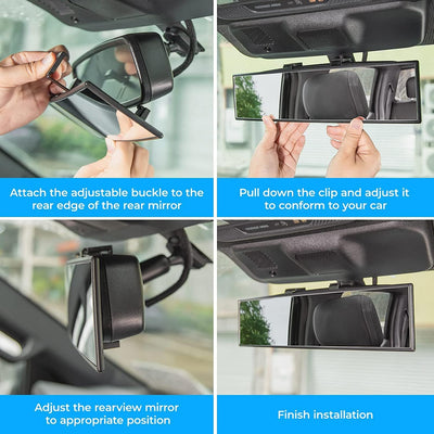 PanoView™ 12-Inch Wide-Angle Clip-On Rearview Mirror – Universal Fit for Car, SUV & Truck with Panoramic Convex Lens for Reduced Blind Spots