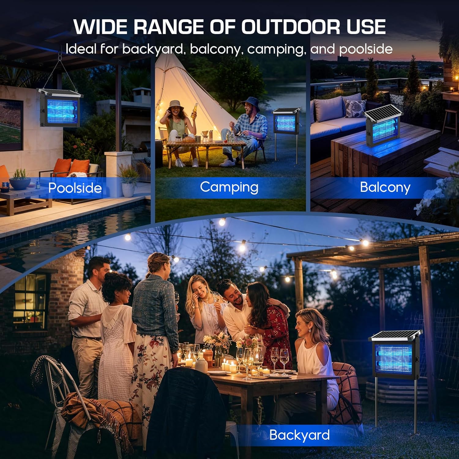 ZapGuard™ Solar Bug Zapper – Waterproof 4500V Cordless Mosquito Killer with Solar & USB Rechargeable Power for Patio, Garden & Outdoor Protection