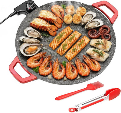 SizzlePro™ Smokeless Indoor Grill & Griddle – 14” Nonstick Electric BBQ Grill with Adjustable Temperature Control for Steak, Pancakes & Everyday Cooking