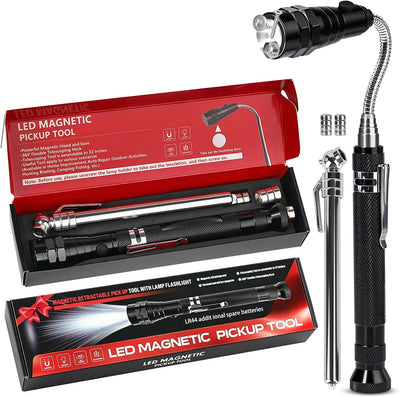Magnetic Pickup Tool with LED Flashlight, Telescoping Magnet Tool, Father's Day Gift for Dad,Cool Gadget Gift for Men, Dad, Husband, Mechanic & Handyman