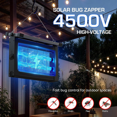 ZapGuard™ Solar Bug Zapper – Waterproof 4500V Cordless Mosquito Killer with Solar & USB Rechargeable Power for Patio, Garden & Outdoor Protection