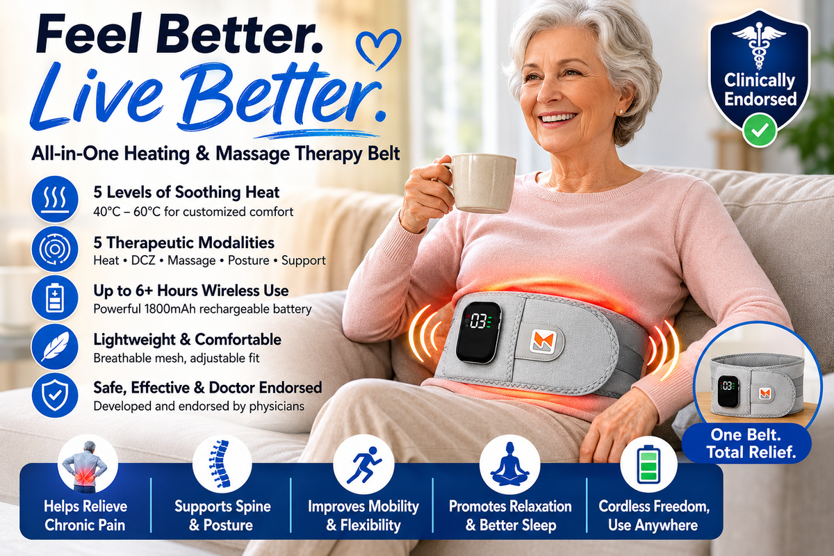 ActiveRelief™ Heated Waist & Lower Back Support Belt – Electric Vibration Massage Belt for Lumbar Comfort & Muscle Relaxation