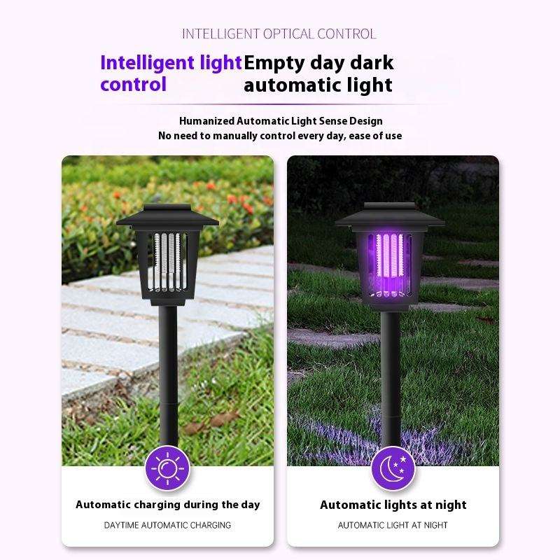Solar Powered Electric Shock Mosquito Repellent Lamp Waterproof Portable Bug Zapper With Plug For Outdoor Camping Household Use
