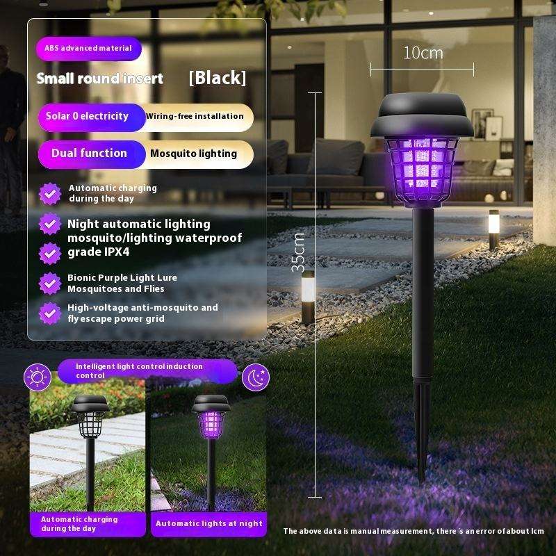 Solar Powered Electric Shock Mosquito Repellent Lamp Waterproof Portable Bug Zapper With Plug For Outdoor Camping Household Use