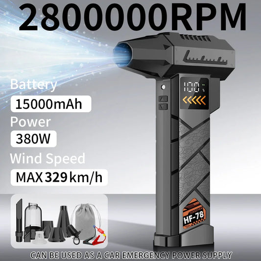 Cordless Jet Air Blower & Vacuum — 2,800,000 RPM, Compressed Air Duster, Car Power Bank