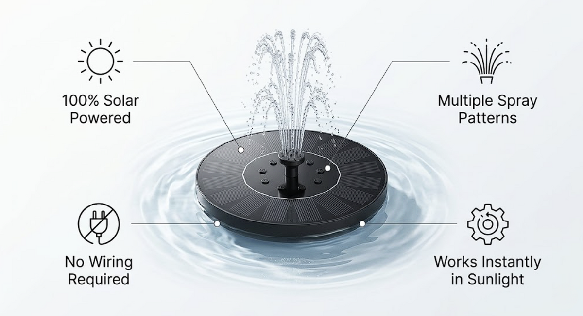 AquaFlow 8-in-1 Fountain Nozzle Kit – Adjustable Multi-Pattern Water Spray Attachment for Garden Fountains, Ponds & Outdoor Water Features